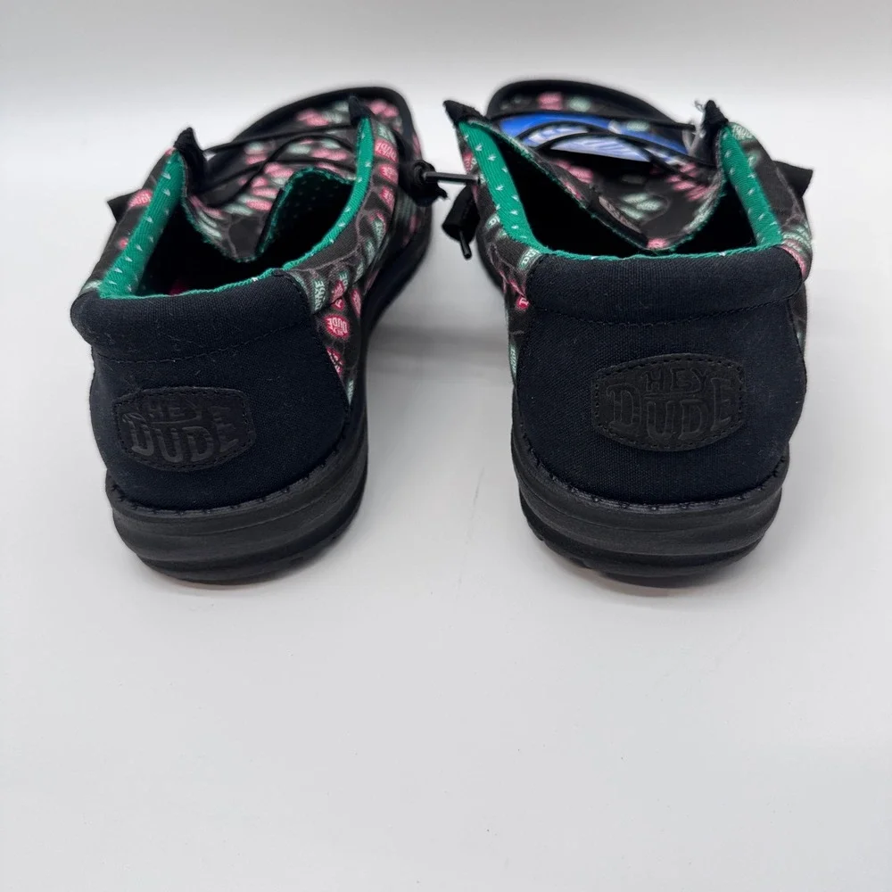 Hey Dude Wally Deck The Halls Men 10 Black Multi NWT Holiday Christmas Loafers